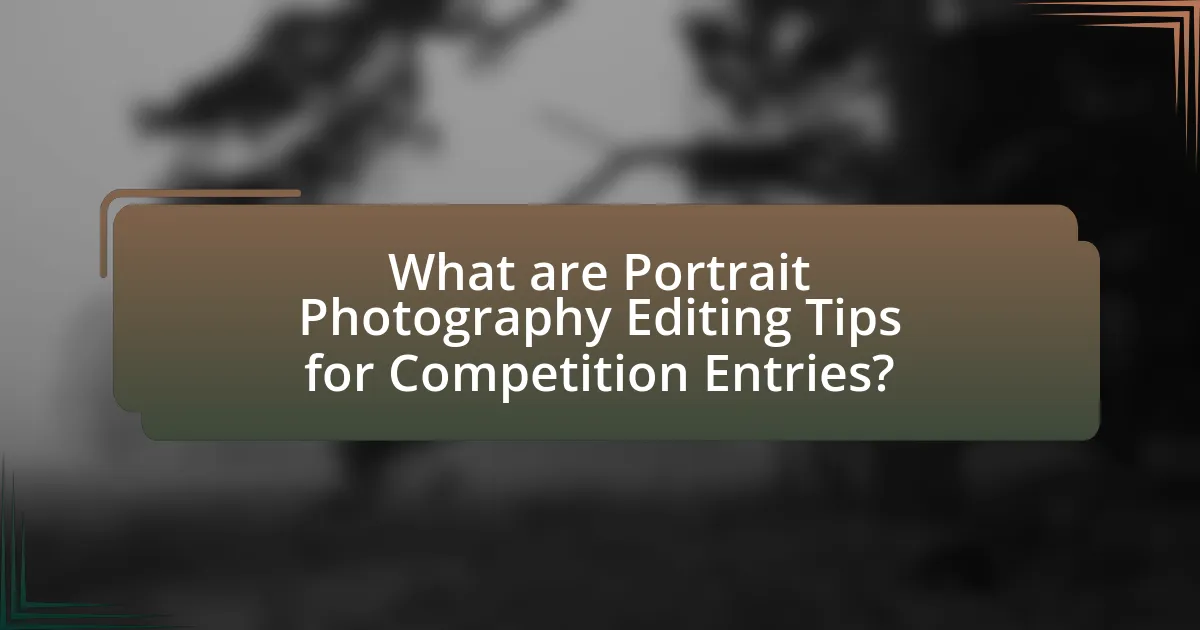 What are Portrait Photography Editing Tips for Competition Entries?