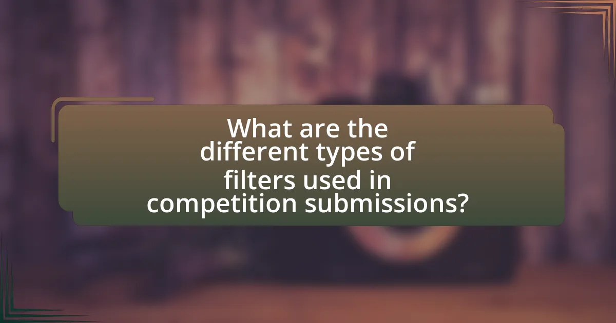 What are the different types of filters used in competition submissions?