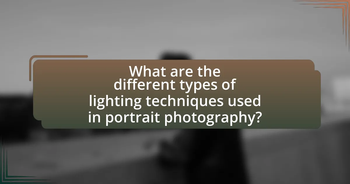 What are the different types of lighting techniques used in portrait photography?